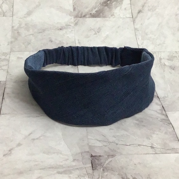 Denim reversible turban headband, patchwork jeans headband - Picture 6 of 8